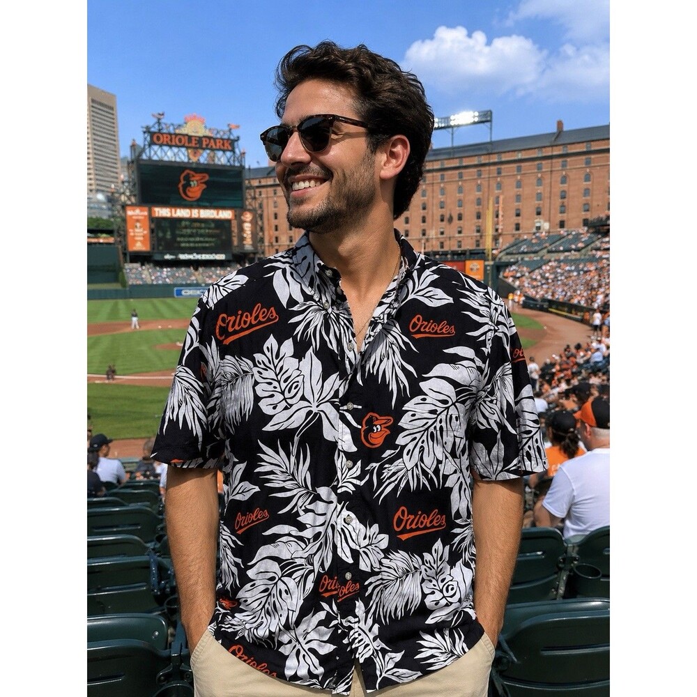 Reyn Spooner Baltimore Orioles Shirt Mens Small Black MLB Baseball Hawaiian